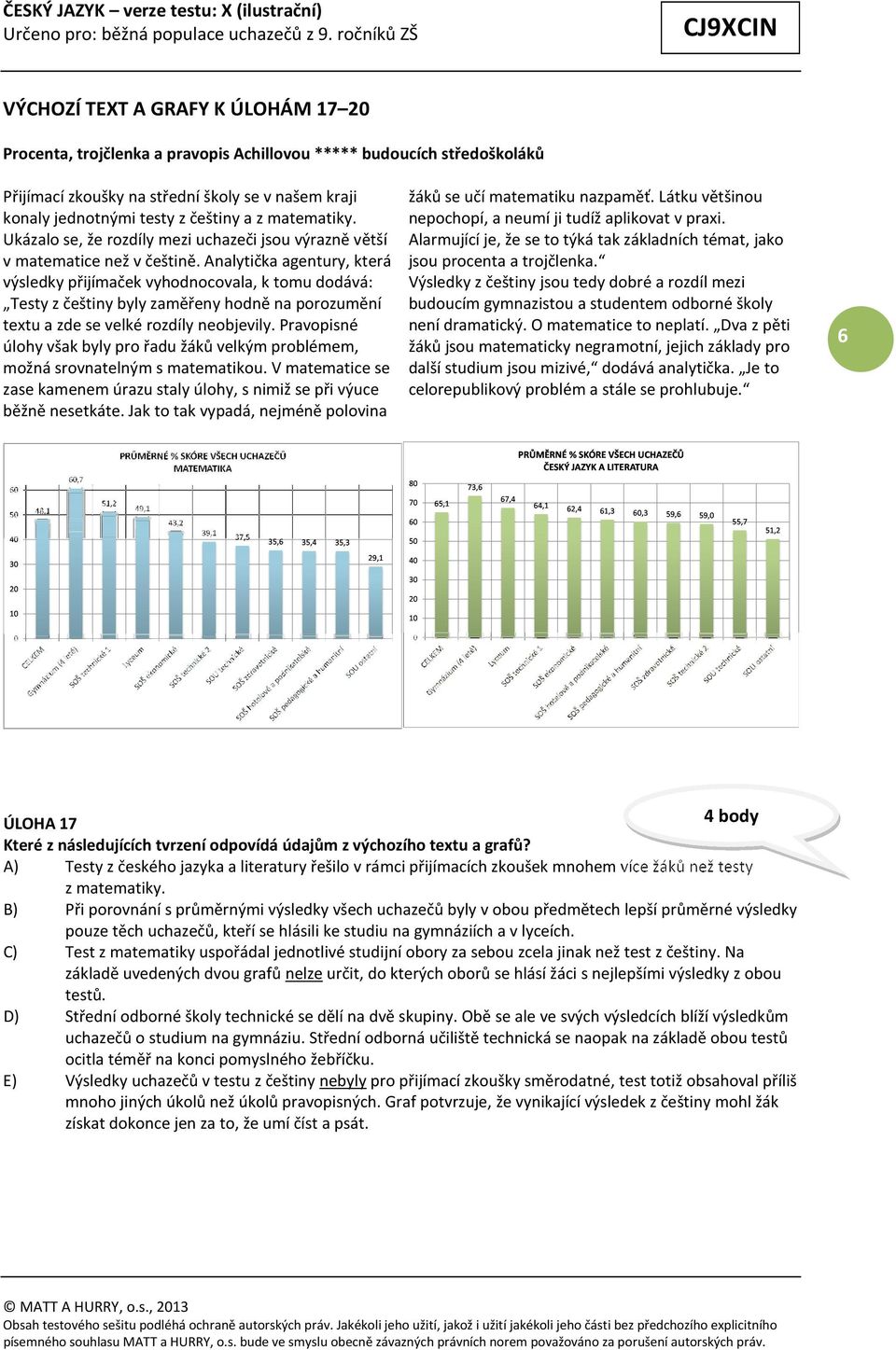 Analytička agentury, která výsledky přijímaček vyhodnocovala, k tomu dodává: Testy z češtiny byly zaměřeny hodně na porozumění textu a zde se velké rozdíly neobjevily.