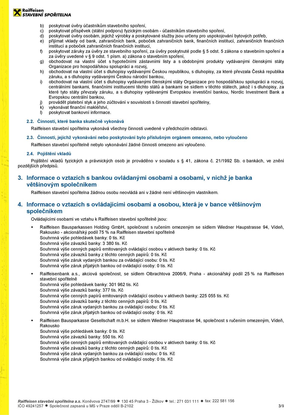 zahraničních finančních institucí, f) poskytovat záruky za úvěry ze stavebního spoření, za úvěry poskytnuté podle 5 odst. 5 zákona o stavebním spoření a za úvěry uvedené v 9 odst. 1 písm.