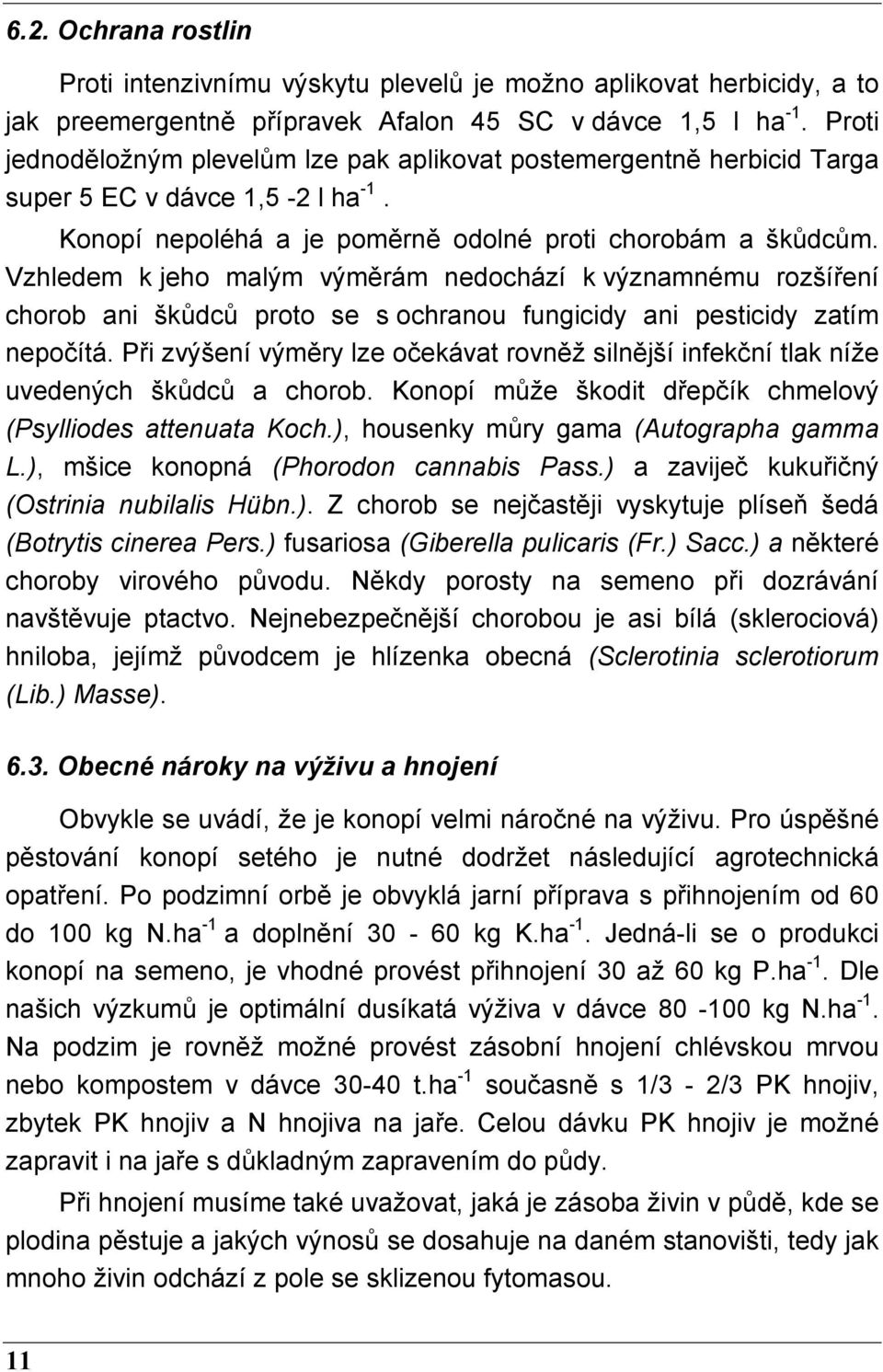 Vzhledem k jeho malým výměrám nedochází k významnému rozšíření chorob ani škůdců proto se s ochranou fungicidy ani pesticidy zatím nepočítá.