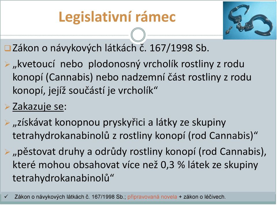 vrcholík Zakazuje se: získávat konopnou pryskyřici a látky ze skupiny tetrahydrokanabinolů z rostliny konopí (rod Cannabis) pěstovat