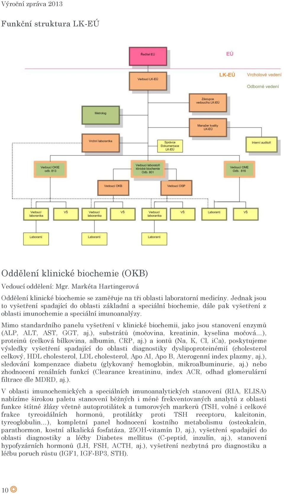 Mimo standardního panelu vyšetření v klinické biochemii, jako jsou stanovení enzymů (ALP, ALT, AST, GGT, aj.