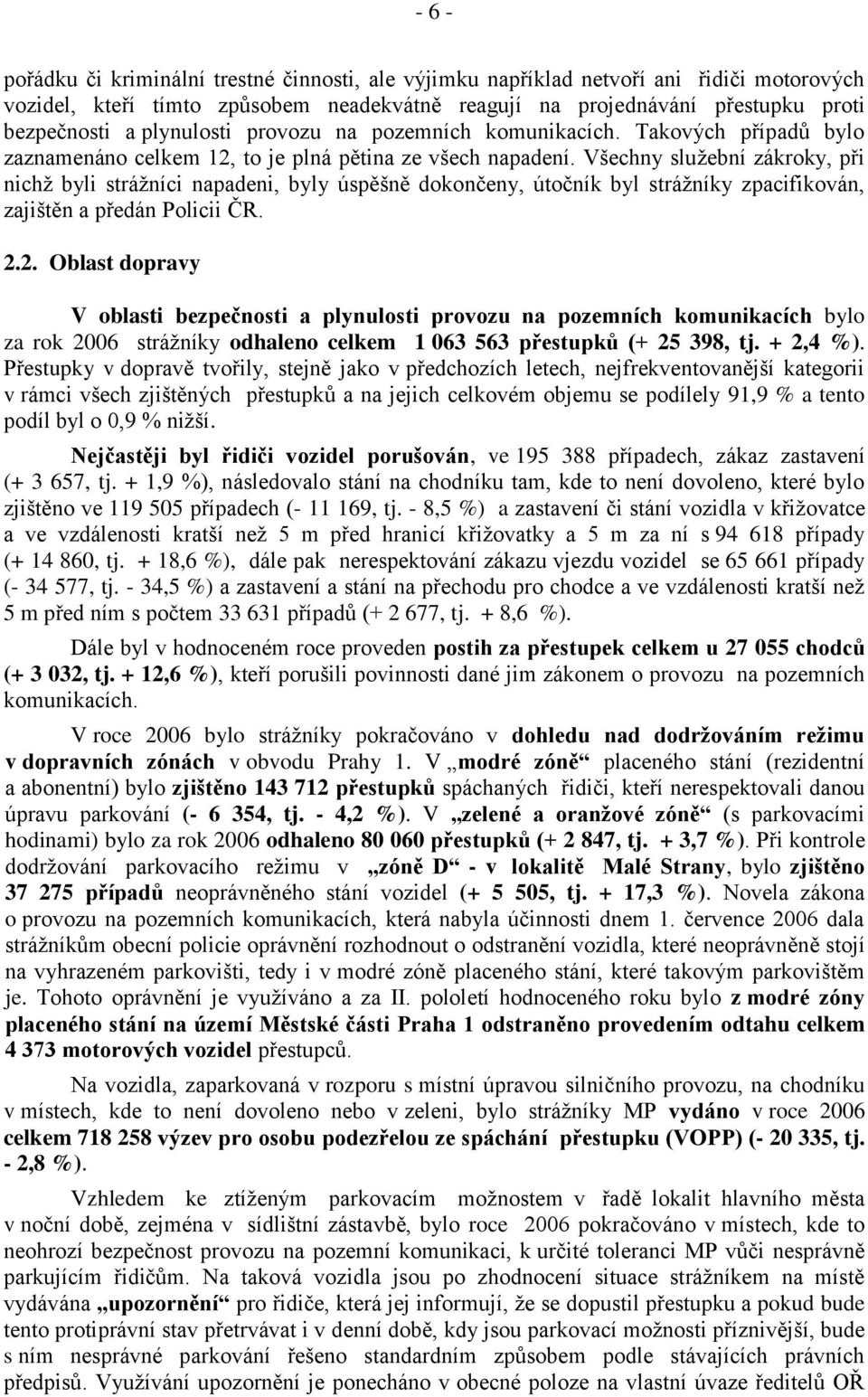 Všechny služební zákroky, při nichž byli strážníci napadeni, byly úspěšně dokončeny, útočník byl strážníky zpacifikován, zajištěn a předán Policii ČR. 2.