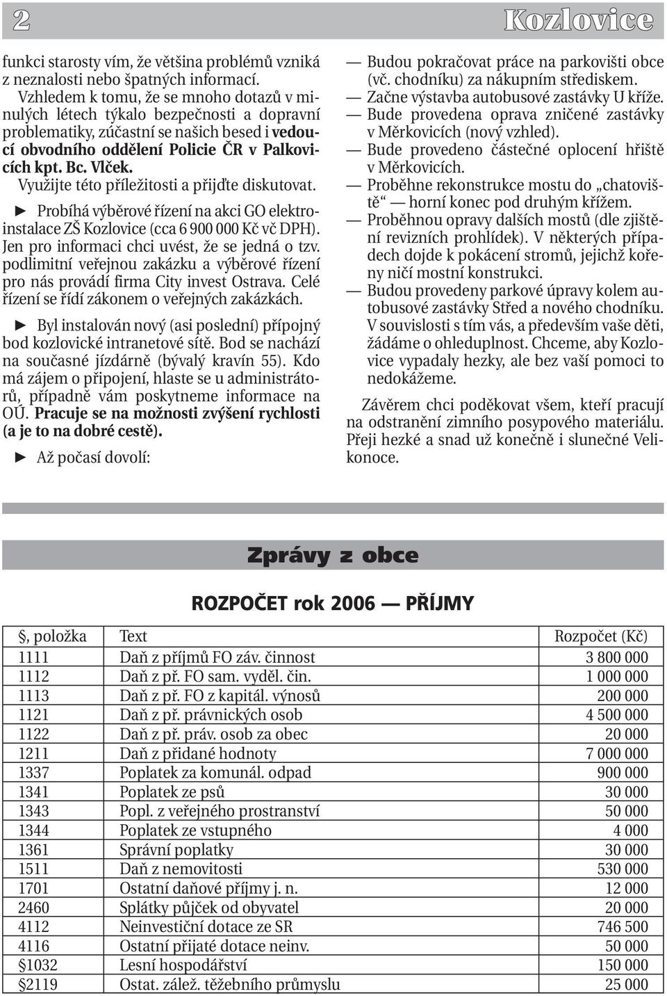 Využijte této příležitosti a přijďte diskutovat. Probíhá výběrové řízení na akci GO elektroinstalace ZŠ Kozlovice (cca 6 900 000 Kč vč DPH). Jen pro informaci chci uvést, že se jedná o tzv.