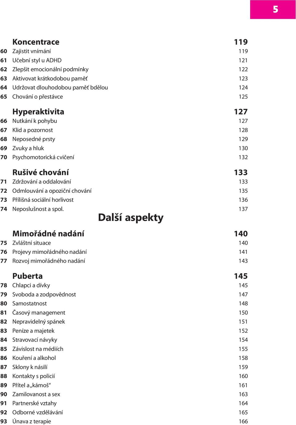 133 72 Odmlouvání a opoziční chování 135 73 Přílišná sociální horlivost 136 74 Neposlušnost a spol.