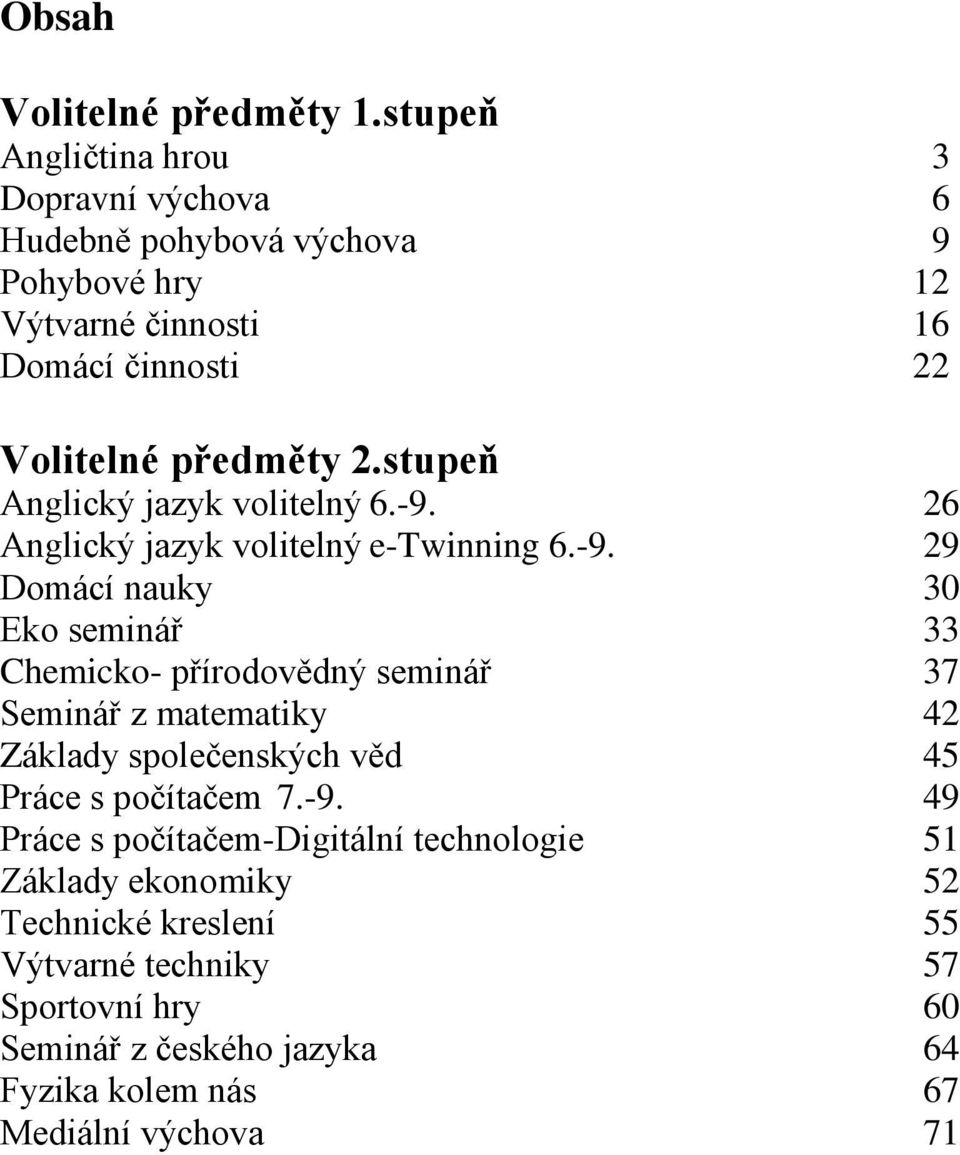 stupeň Anglický jazyk volitelný 6.-9.