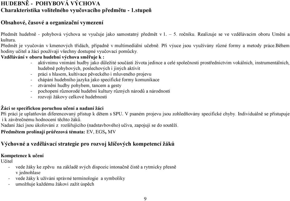 Předmět je vyučován v kmenových třídách, případně v multimediální učebně. Při výuce jsou využívány různé formy a metody práce.během hodiny učitel a žáci používají všechny dostupné vyučovací pomůcky.