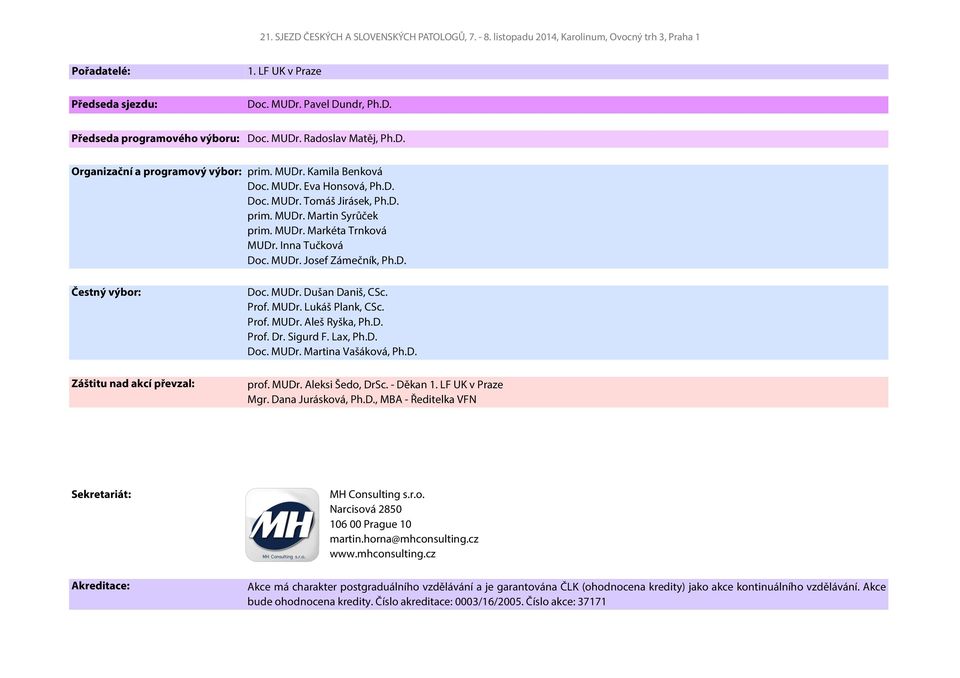 MUDr. Dušan Daniš, CSc. Prof. MUDr. Lukáš Plank, CSc. Prof. MUDr. Aleš Ryška, Ph.D. Prof. Dr. Sigurd F. Lax, Ph.D. Doc. MUDr. Martina Vašáková, Ph.D. prof. MUDr. Aleksi Šedo, DrSc. - Děkan 1.