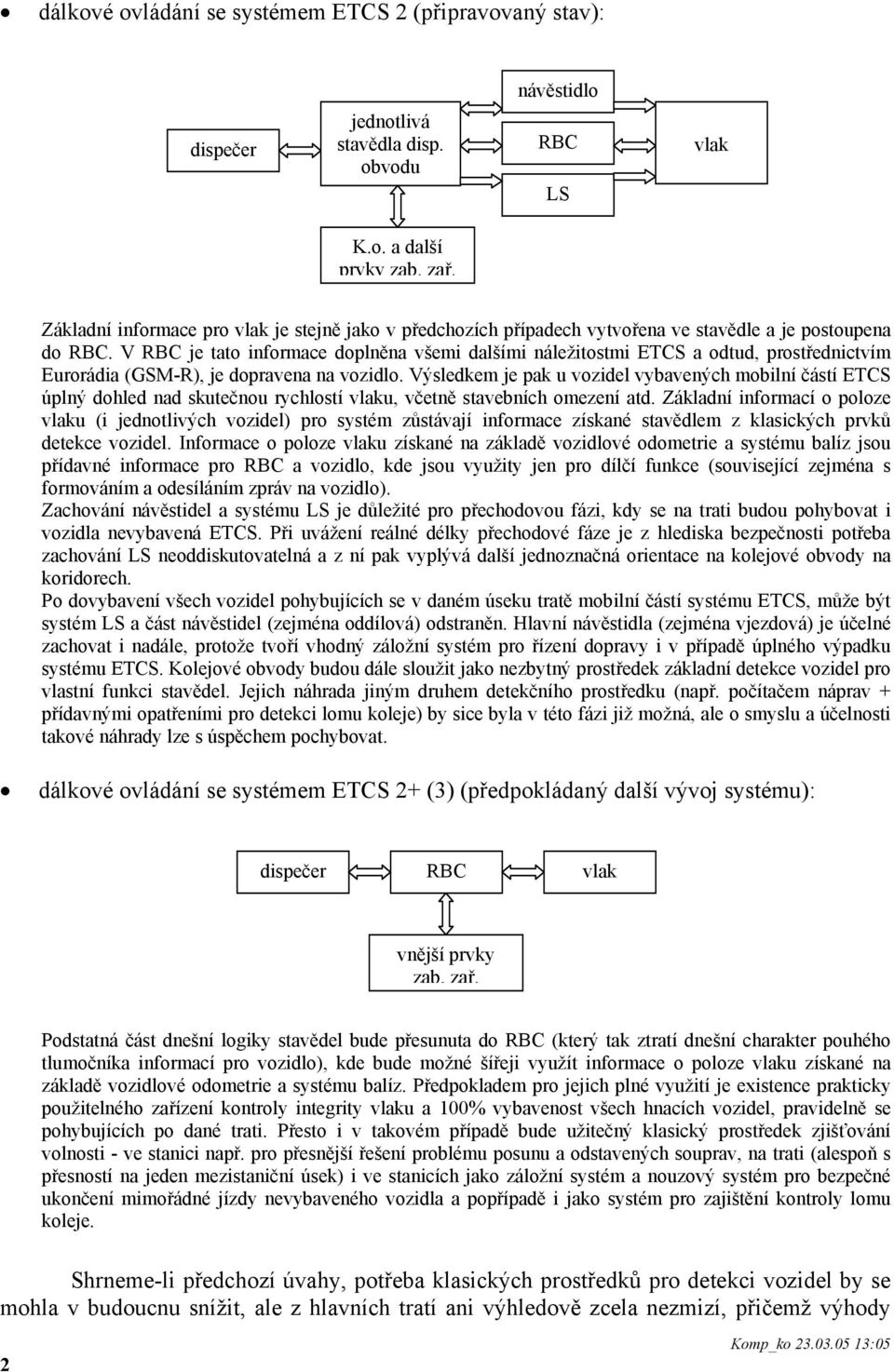 V RBC je tato informace doplněna všemi dalšími náležitostmi ETCS a odtud, prostřednictvím Eurorádia (GSM-R), je dopravena na vozidlo.