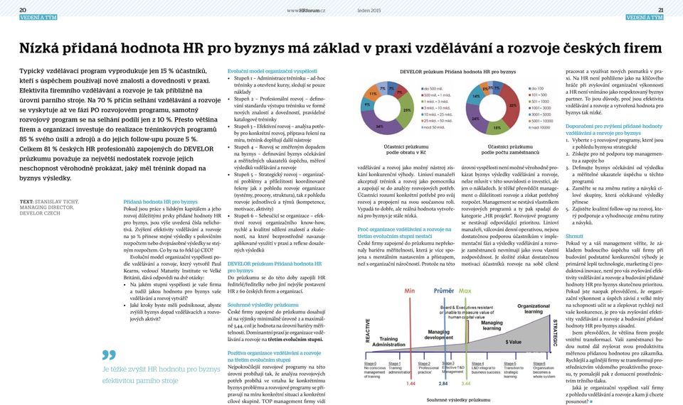 úspěchem používají nové znalosti a dovednosti v praxi. Efektivita firemního vzdělávání a rozvoje je tak přibližně na úrovni parního stroje.