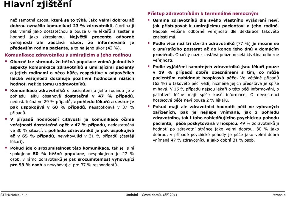 Největší procento odborné veřejnosti ale zastává názor, že informovaná je především rodina pacienta, a to na jeho úkor ( %).