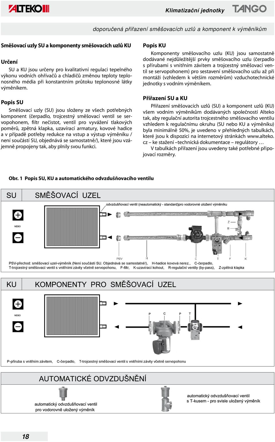 až při montáži (vzhledem k větším rozměrům) vzduchotechnické Určení SU a KU jsou určeny pro kvalitativní regulaci tepelného výkonu vodních ohřívačů a chladičů změnou teploty teplonosného média při