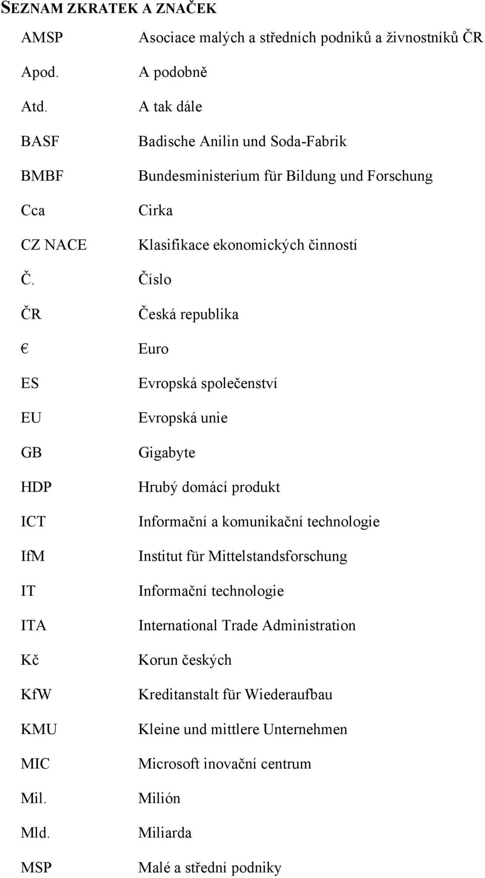 Forschung Cirka Klasifikace ekonomických činností Č. Číslo ČR Česká republika Euro ES EU GB HDP ICT IfM IT ITA Kč KfW KMU MIC Mil. Mld.