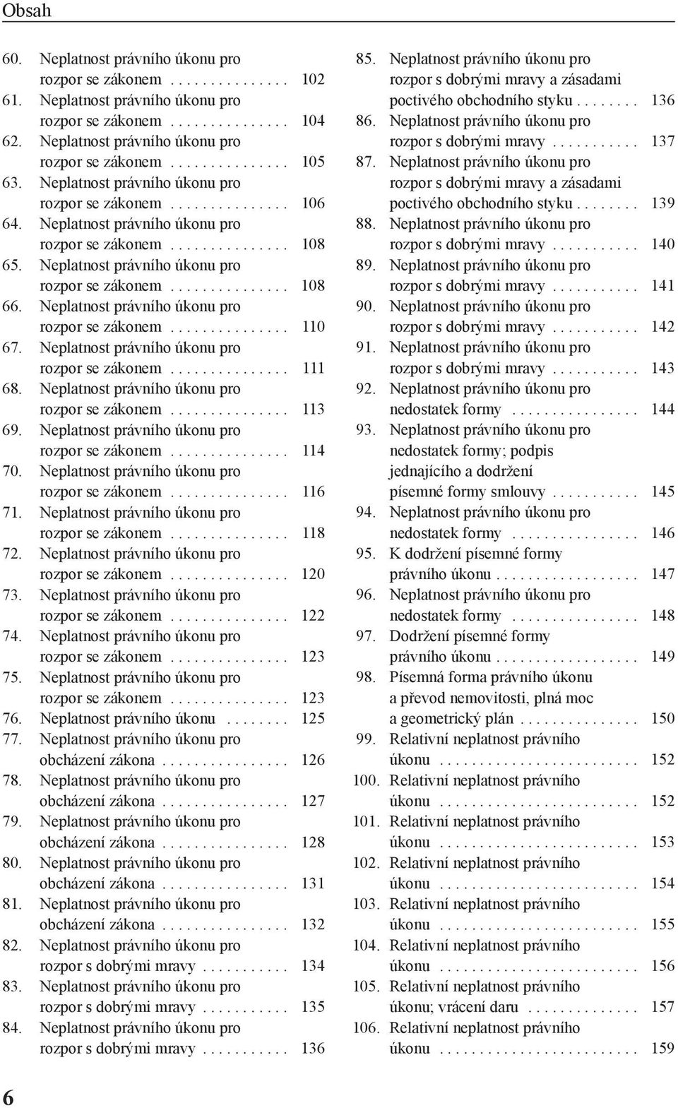 Neplatnost právního úkonu pro rozpor se zákonem............... 110 67. Neplatnost právního úkonu pro rozpor se zákonem............... 111 68. Neplatnost právního úkonu pro rozpor se zákonem............... 113 69.