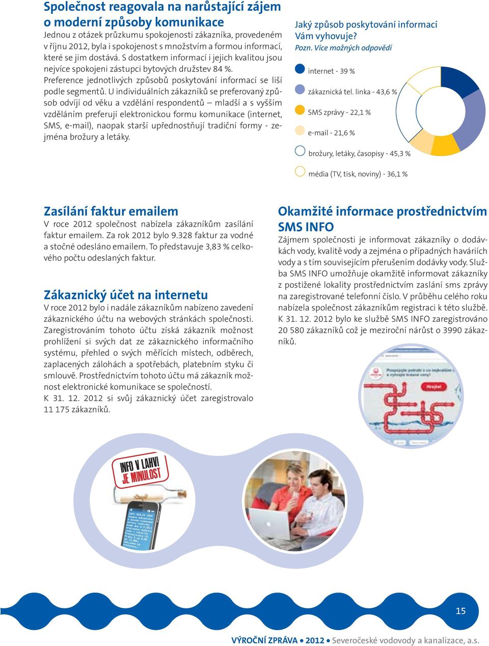 U individuálních zákazníků se preferovaný způsob odvíjí od věku a vzdělání respondentů mladší a s vyšším vzděláním preferují elektronickou formu komunikace (internet, SMS, e-mail), naopak starší upř