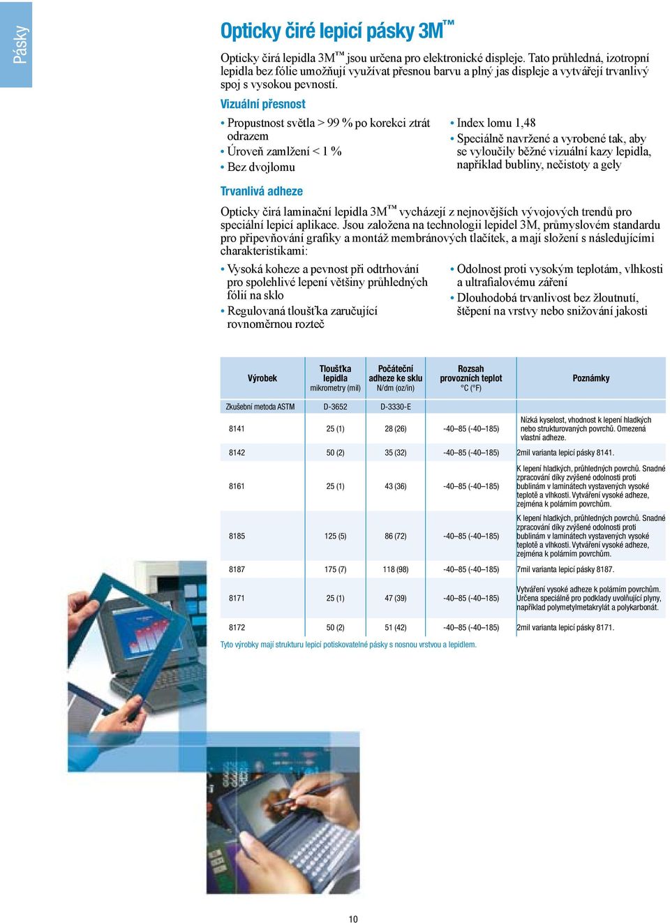 Vizuální přesnost Propustnost světla > 99 % po korekci ztrát odrazem Úroveň zamlžení < 1 % Bez dvojlomu Index lomu 1,48 Speciálně navržené a vyrobené tak, aby se vyloučily běžné vizuální kazy