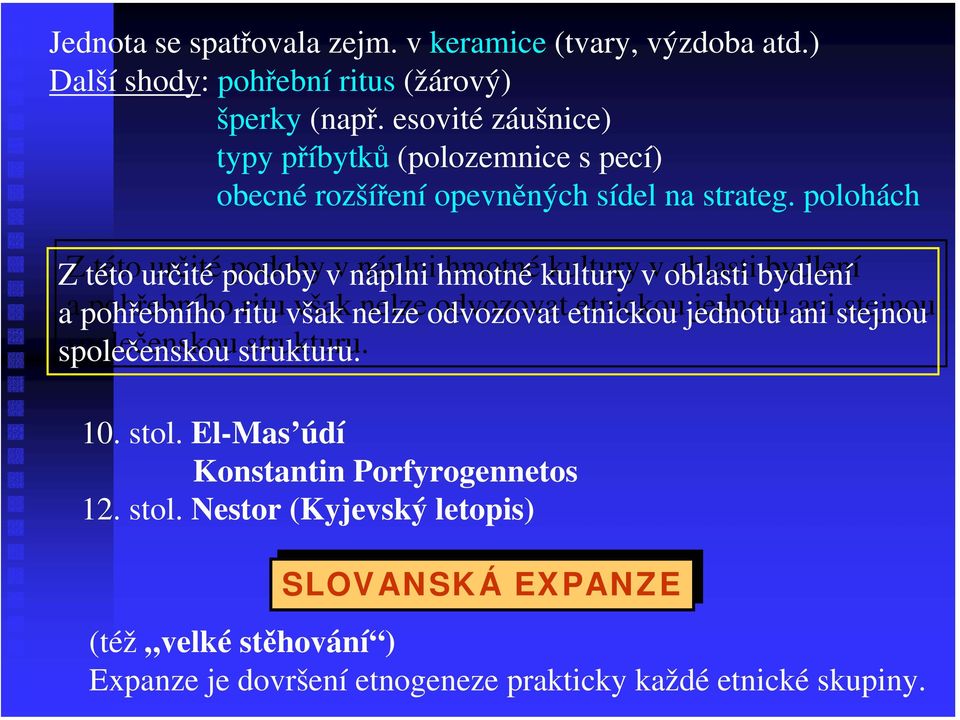 polohách Z této určité podoby v náplni hmotné kultury v oblasti bydlení a pohřebního ritu však nelze odvozovat etnickou jednotu ani ani stejnou