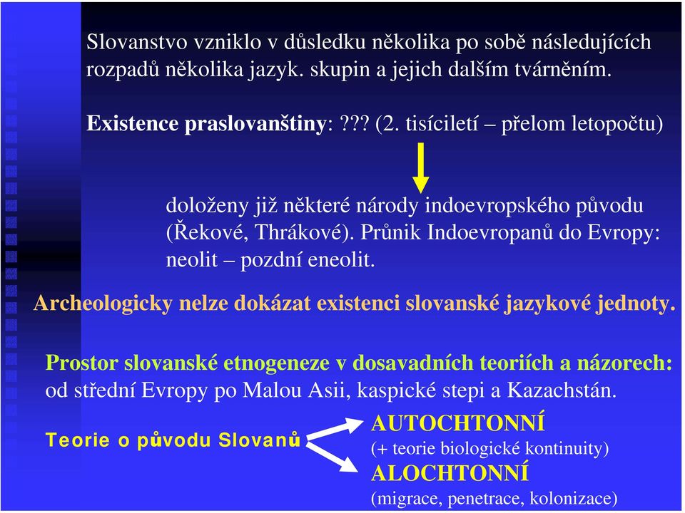 Archeologicky nelze dokázat existenci slovanské jazykové jednoty.