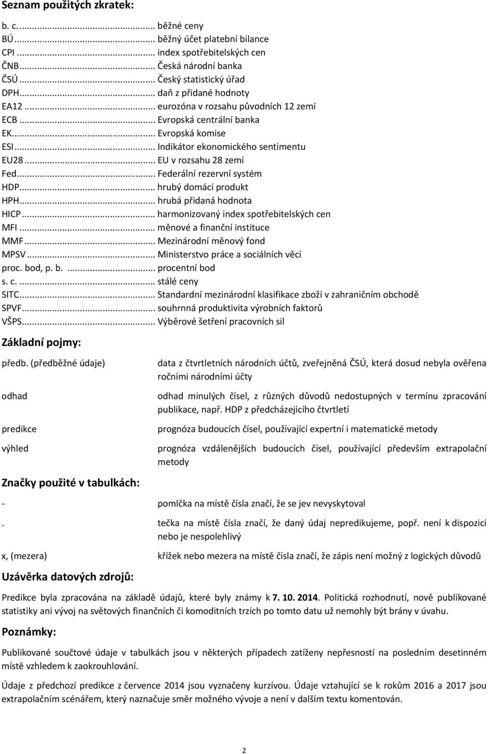 .. Federální rezervní systém HDP... hrubý domácí produkt HPH... hrubá přidaná hodnota HICP... harmonizovaný index spotřebitelských cen MFI... měnové a finanční instituce MMF.