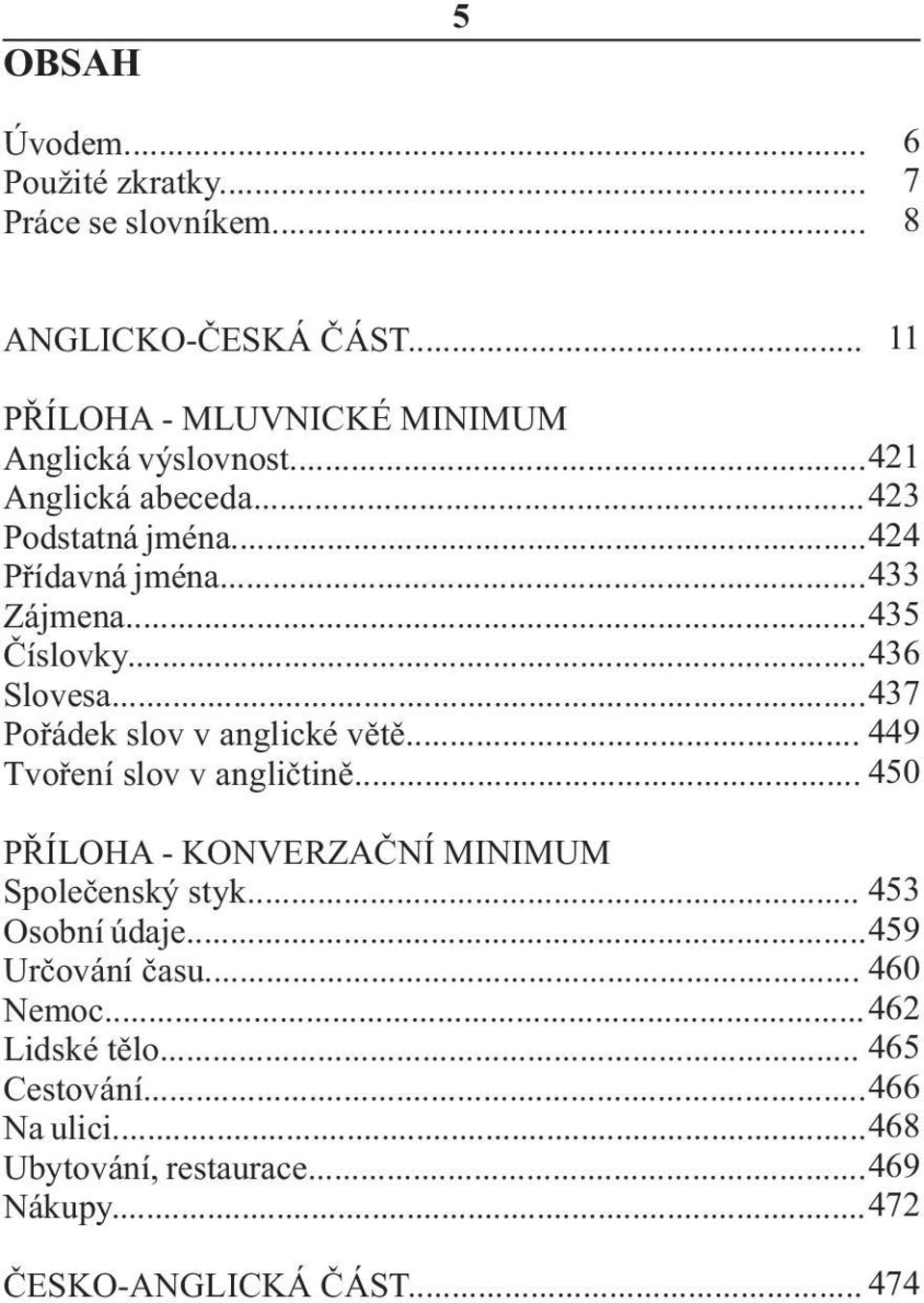 .. 437 Pořádek slov v anglické větě... 449 Tvoření slov v angličtině... 450 PŘÍLOHA - KONVERZAČNÍ MINIMUM Společenský styk.