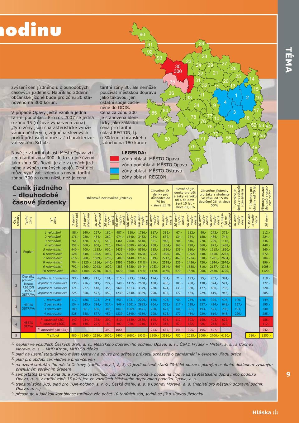 Nově je v tarifní oblasti Město Opava zřízena tarifní zóna 300. Je to stejné území jako zóna 30. Rozdíl je ale v cenách jízdného a výběru možných spojů.