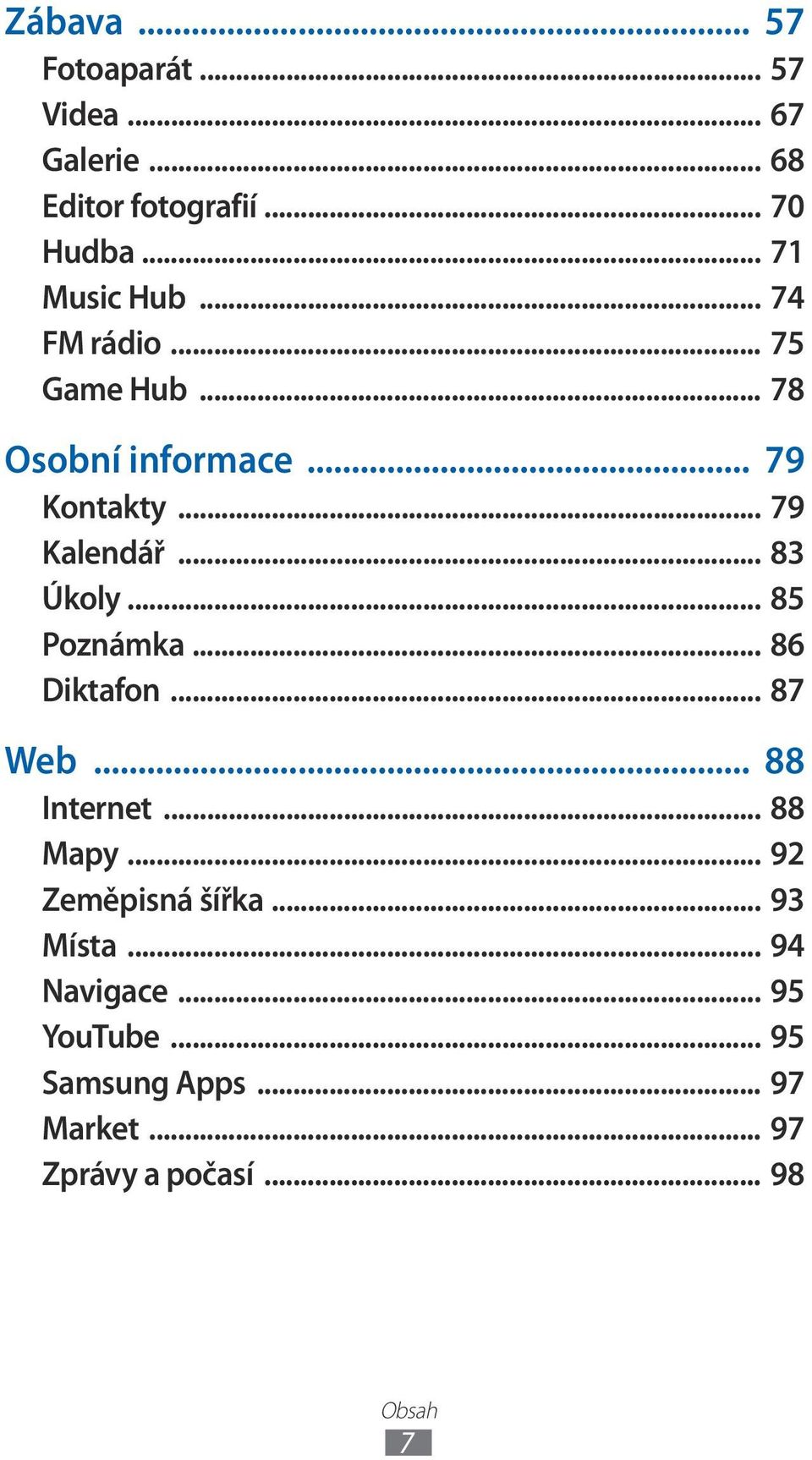 .. 83 Úkoly... 85 Poznámka... 86 Diktafon... 87 Web... 88 Internet... 88 Mapy... 92 Zeměpisná šířka.