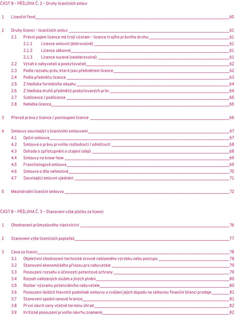 5 Z hlediska formálního obsahu 64 2.6 Z hlediska druhů předmětů poskytovaných práv 64 2.7 Sublicence / podlicence 65 2.