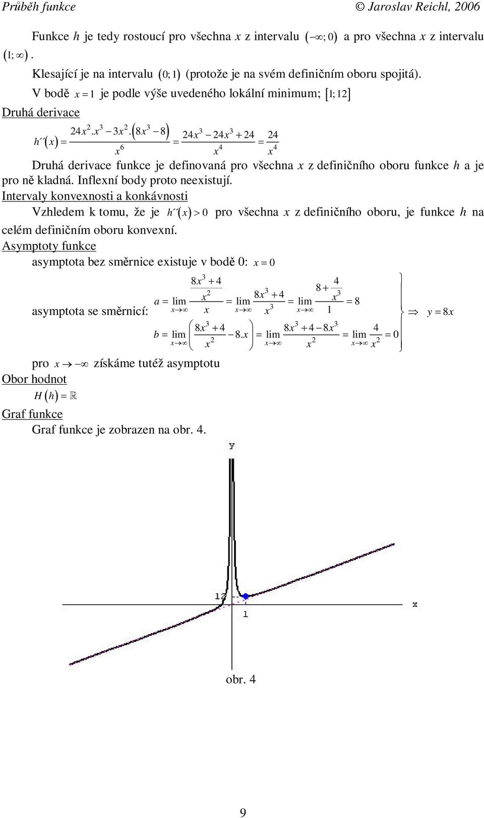 . 6 h Druhá derivace funkce je definovaná pro všechna z defininího oboru funkce h a je pro n kladná. Inflení body proto neeistují.