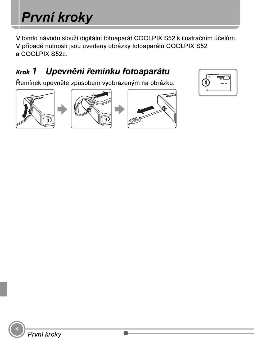 V případě nutnosti jsou uvedeny obrázky fotoaparátů COOLPIX S52 a