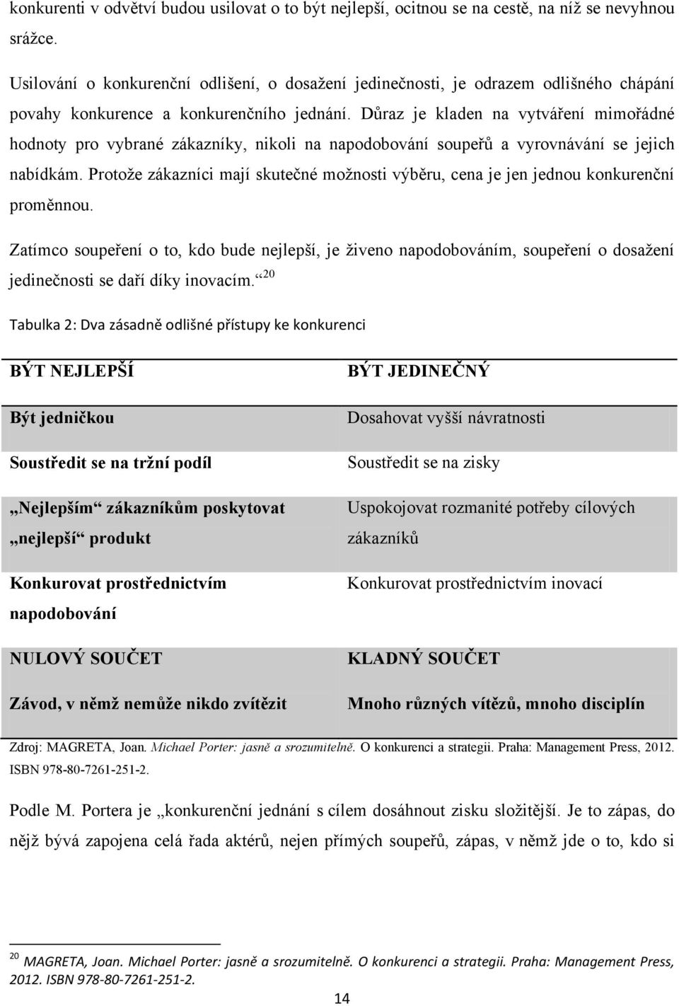 Důraz je kladen na vytváření mimořádné hodnoty pro vybrané zákazníky, nikoli na napodobování soupeřů a vyrovnávání se jejich nabídkám.