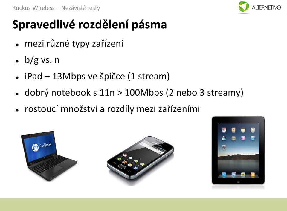 n ipad 13Mbps ve špičce (1 stream) dobrý