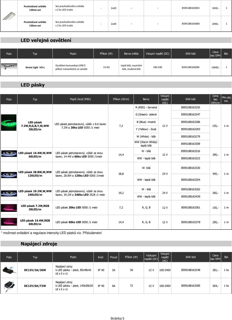 90-240 85958866096 0600,- příkon nastavitelný ve výrobě bílá, studená bílá LED pásky Foto Typ PopiS (krytí IP65) Příkon (W/m) Barvy Vstupní napětí (DC) EAN kód Cena bez DPH/m Min.obj mn.