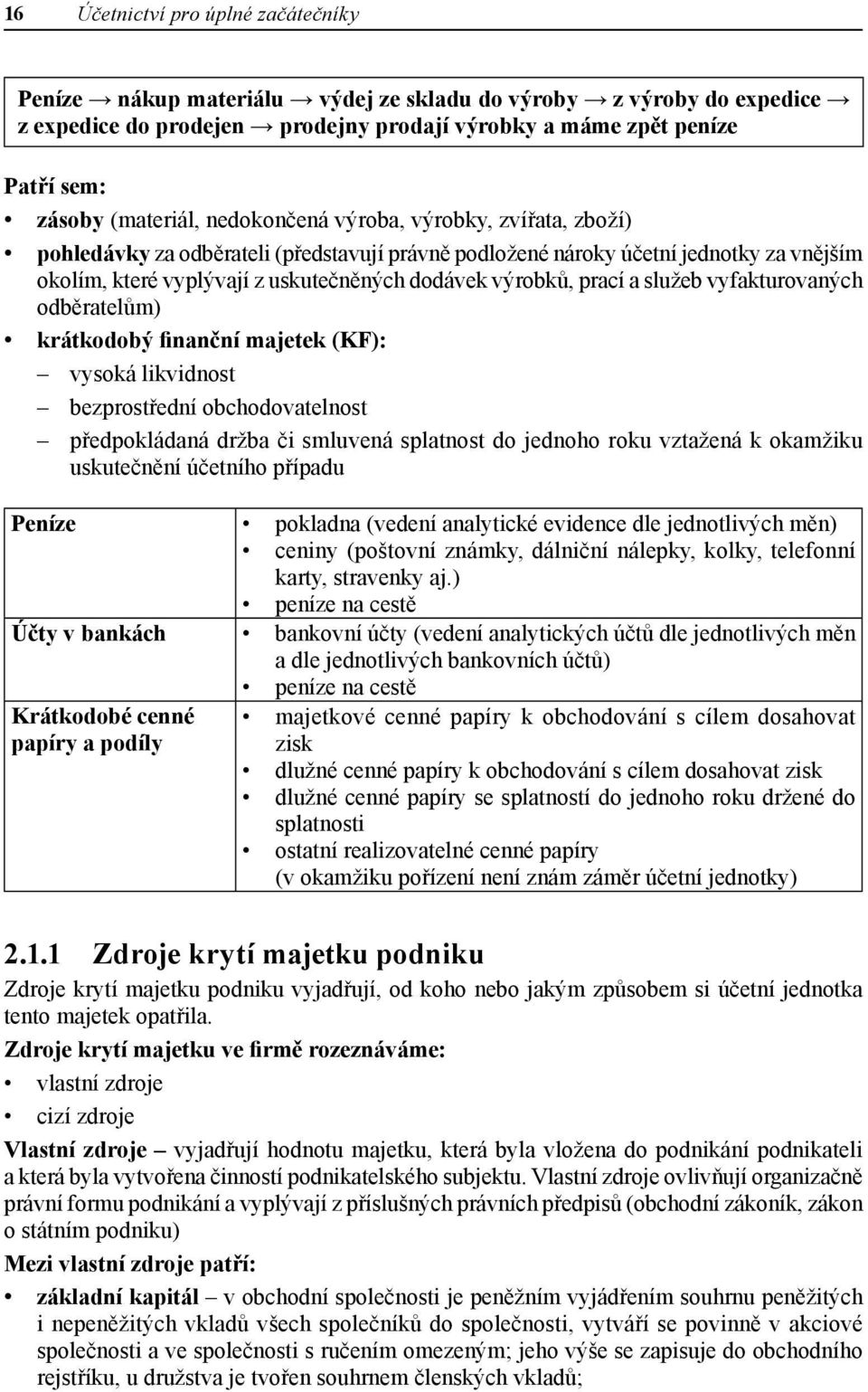 výrobků, prací a služeb vyfakturovaných odběratelům) krátkodobý finanční majetek (KF): vysoká likvidnost bezprostřední obchodovatelnost předpokládaná držba či smluvená splatnost do jednoho roku