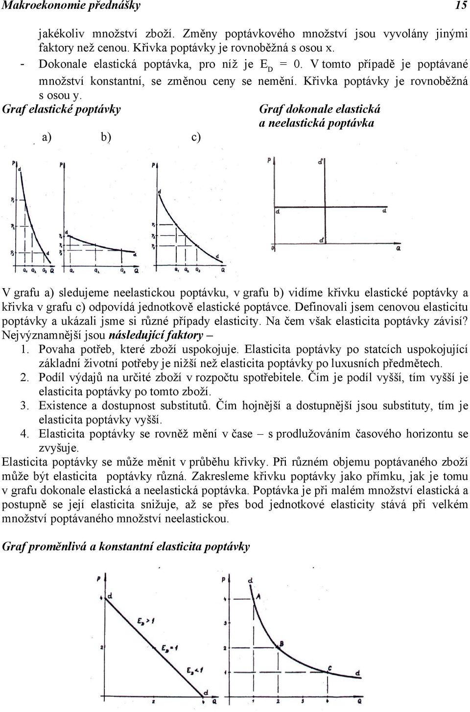 Graf elastické poptávky a) b) c) Graf dokonale elastická a neelastická poptávka V grafu a) sledujeme neelastickou poptávku, v grafu b) vidíme křivku elastické poptávky a křivka v grafu c) odpovídá