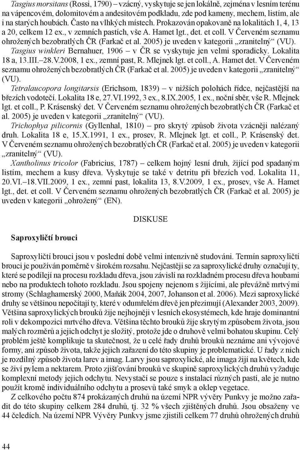 V Červeném seznamu ohrožených bezobratlých ČR (Farkač et al. 2005) je uveden v kategorii zranitelný (VU). Tasgius winkleri Bernahuer, 1906 v ČR se vyskytuje jen velmi sporadicky. Lokalita 18 a, 13.