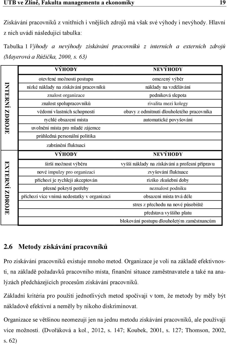 63) VÝHODY otevřené možnosti postupu nízké náklady na získávání pracovníků znalost organizace znalost spolupracovníků vědomí vlastních schopností rychlé obsazení místa uvolnění místa pro mladé