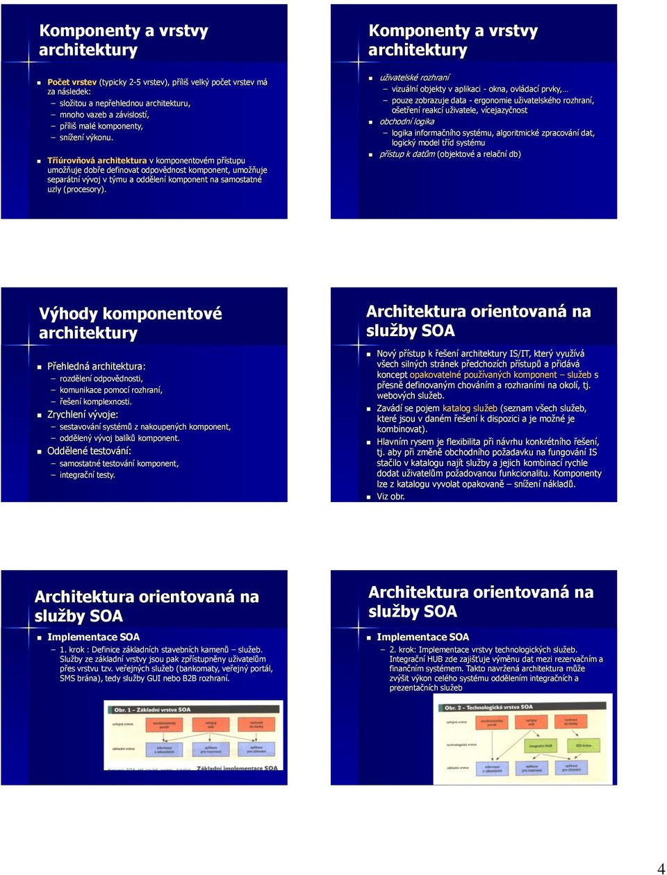 Komponenty a vrstvy architektury uživatelské rozhraní vizuální objekty v aplikaci - okna, ovládací prvky, pouze zobrazuje data - ergonomie uživatelského rozhraní, ošetření reakcí uživatele,