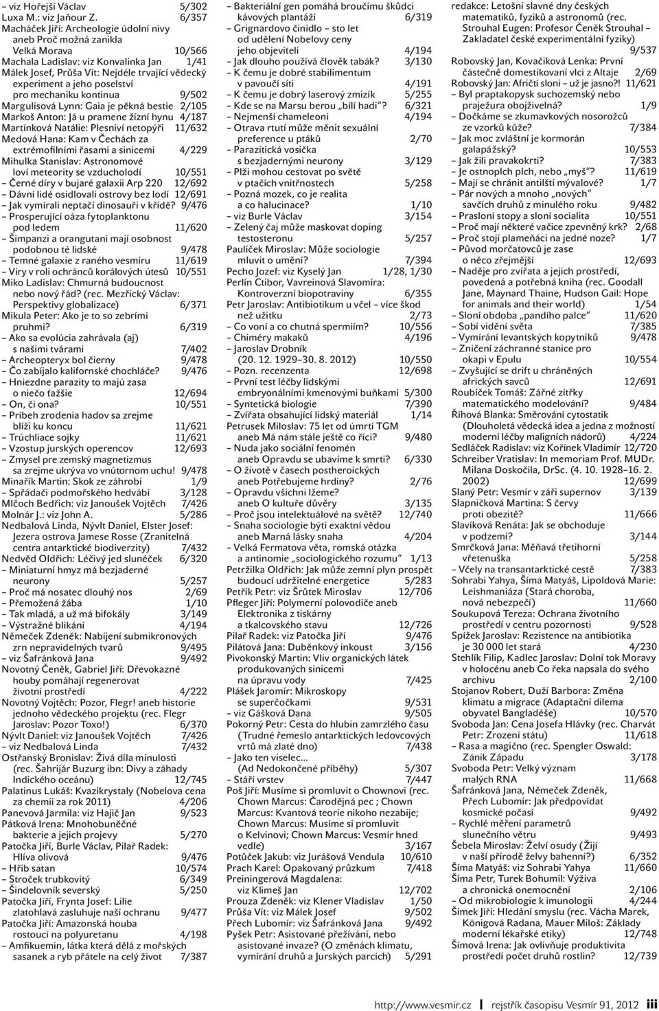 poselství pro mechaniku kontinua 9/502 Margulisová Lynn: Gaia je pěkná bestie 2/105 Markoš Anton: Já u pramene žízní hynu 4/187 Martínková Natálie: Plesniví netopýři 11/632 Medová Hana: Kam v Čechách