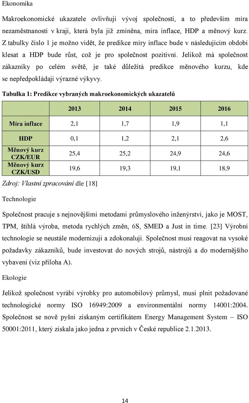 Jelikož má společnost zákazníky po celém světě, je také důležitá predikce měnového kurzu, kde se nepředpokládají výrazné výkyvy.