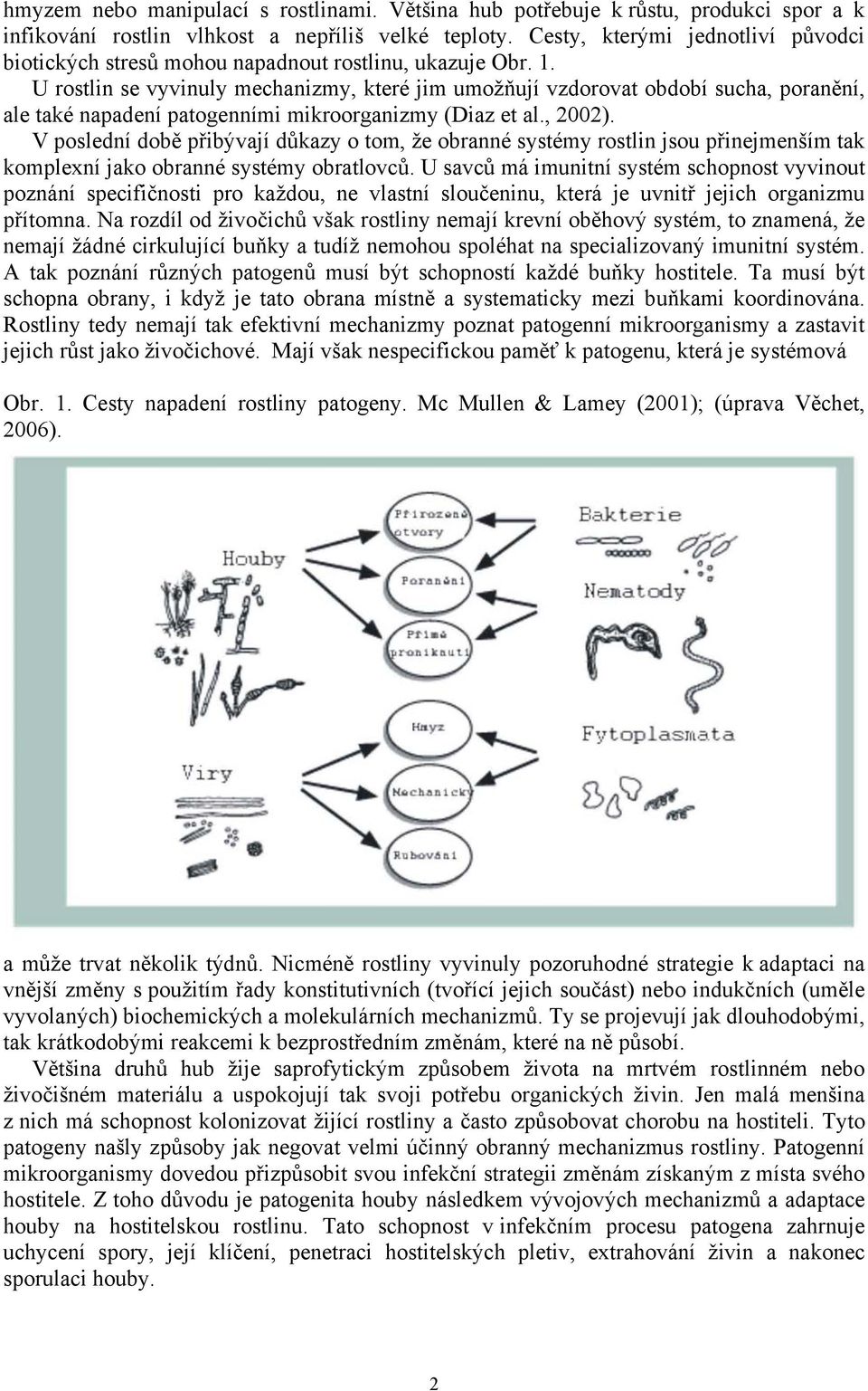 U rostlin se vyvinuly mechanizmy, které jim umožňují vzdorovat období sucha, poranění, ale také napadení patogenními mikroorganizmy (Diaz et al., 2002).