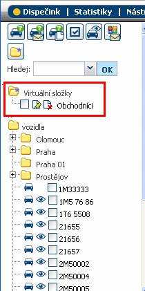 Vaše virtuální složka se zobrazí nad stromem vozidel 2. Statistiky/Exporty Tato novinka Vás mile překvapí, ulehčí totiž spoustu práce!