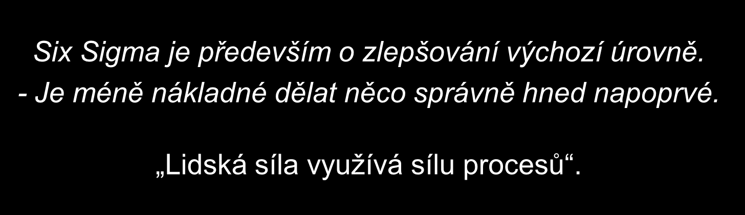 Co představuje Six Sigma? Strukturovaný, disciplinovaný, na data orientovaný proces, jenž se zaměřuje na zlepšování podnikového výkonu.