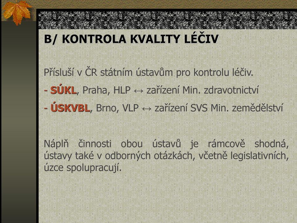 zdravotnictví - ÚSKVBL, Brno, VLP zařízení SVS Min.