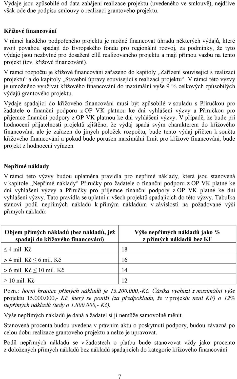 výdaje jsou nezbytné pro dosažení cílů realizovaného projektu a mají přímou vazbu na tento projekt (tzv. křížové financování).