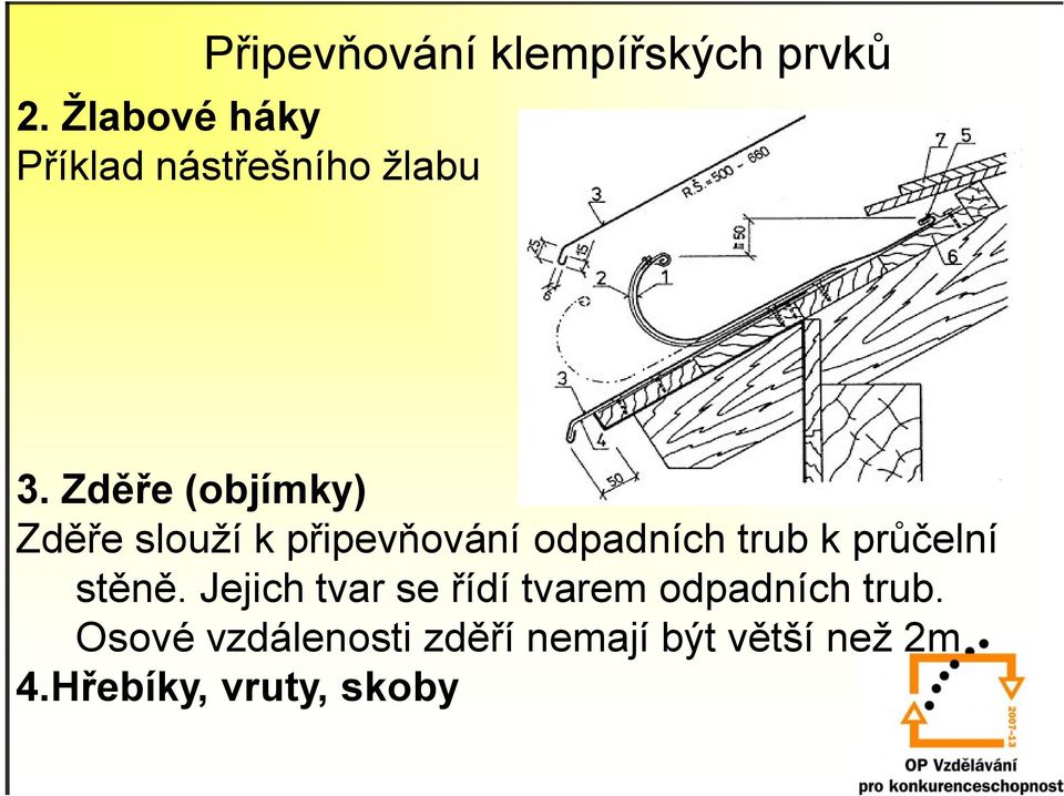 Zděře (objímky) Zděře slouží k připevňování odpadních trub k