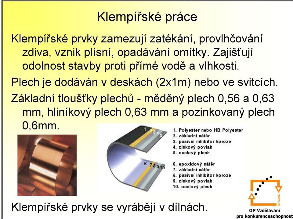 Plech je dodáván v deskách (2x1m) nebo ve svitcích.