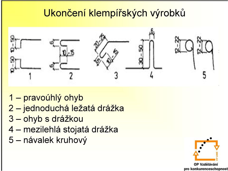 ležatá drážka 3 ohyb s drážkou 4