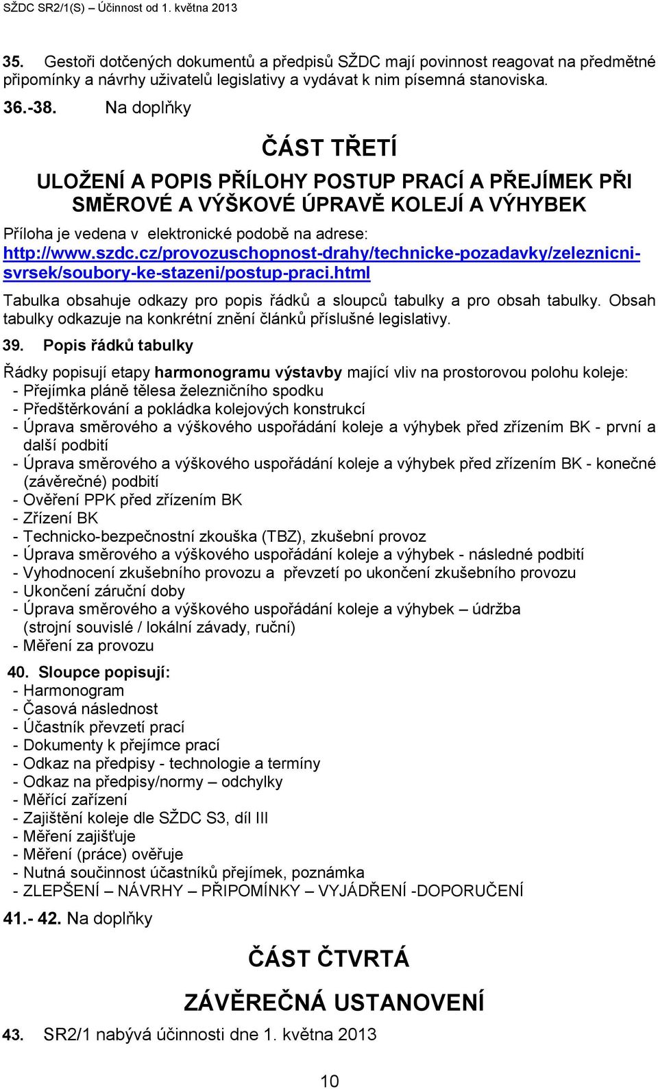 cz/provozuschopnost-drahy/technicke-pozadavky/zeleznicnisvrsek/soubory-ke-stazeni/postup-praci.html Tabulka obsahuje odkazy pro popis řádků a sloupců tabulky a pro obsah tabulky.