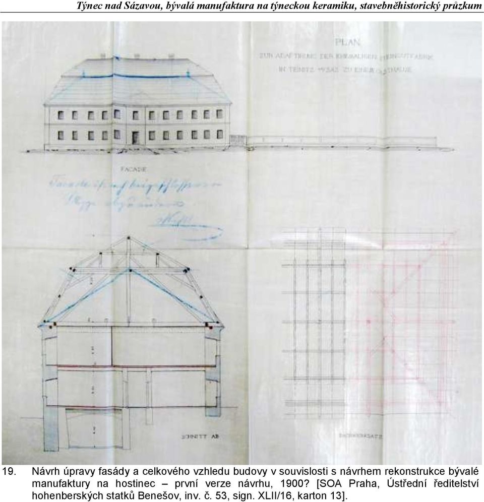 hostinec první verze návrhu, 1900?