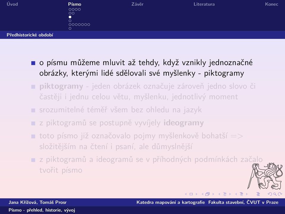 srozumitelné téměř všem bez ohledu na jazyk z piktogramů se postupně vyvíjely ideogramy toto písmo již označovalo pojmy