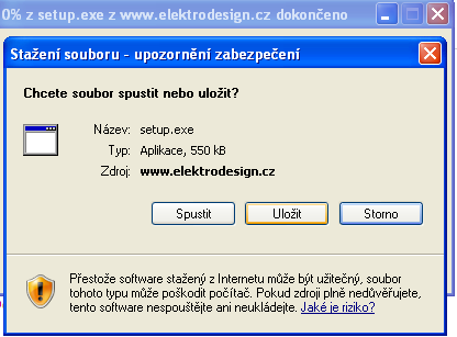 8) Nyní je možné instalační soubor uložit nebo